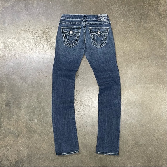 True Religion Low Rise Straight Jeans Womens 25 Flap Pocket USA Made - Picture 1 of 8